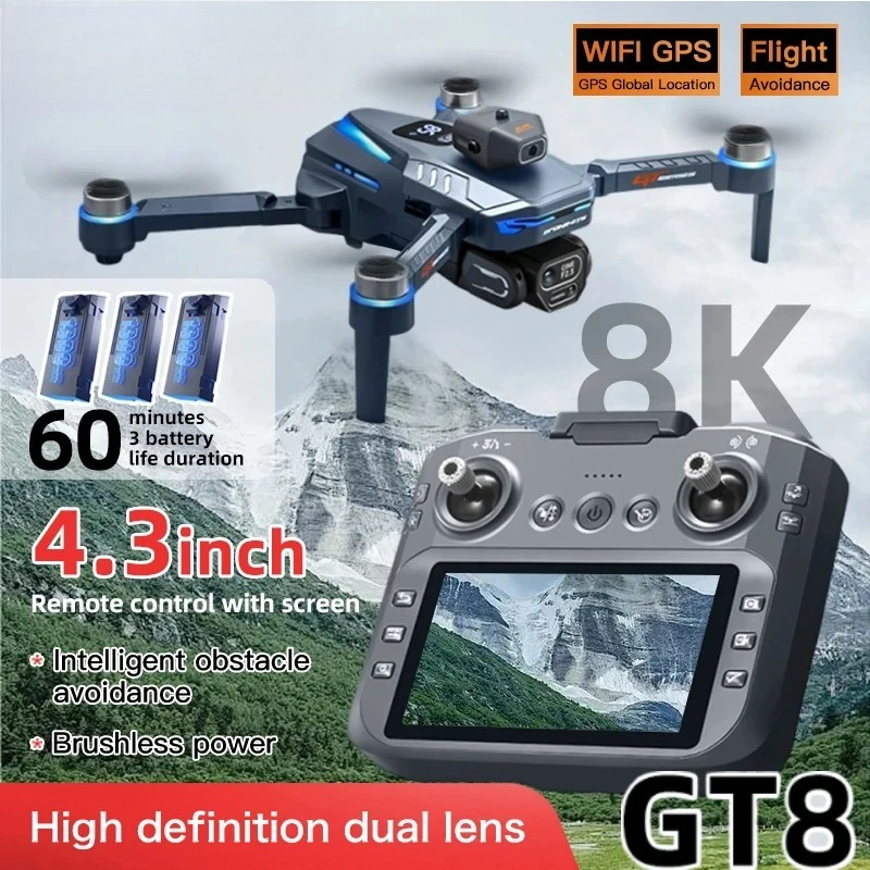 Drone Gps Rc Tt36 - オリジナルGT8ドローン 8Kプロフェッショナルデュアルカメラ GPS FPV ブラシレスモーター オプティカルフローホバリング