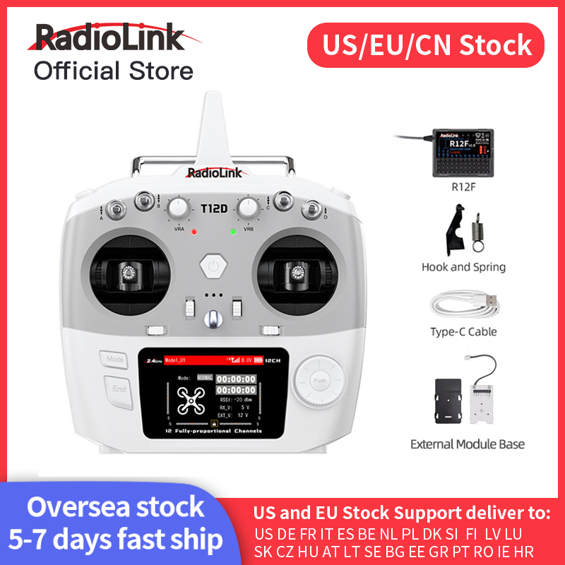 Drone Rc Transmitter And Receiver - Radiolink T12D ELRS 12 チャンネル送信機、受信機 R12F、外部モジュール、ドローン飛行機カーボート用