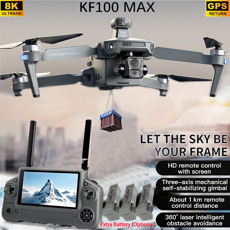 Drone Rc With Screen - KF100 MAX GPSドローン 4Kカメラ 3軸ジンバル WIFI障害物回避