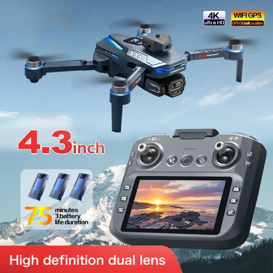 Drone Gt8 Rc - オリジナルGT8ドローン 8K HDデュアルカメラ搭載、障害物回避機能付き、大型スクリーン、ブラシレス4軸機体ドローン