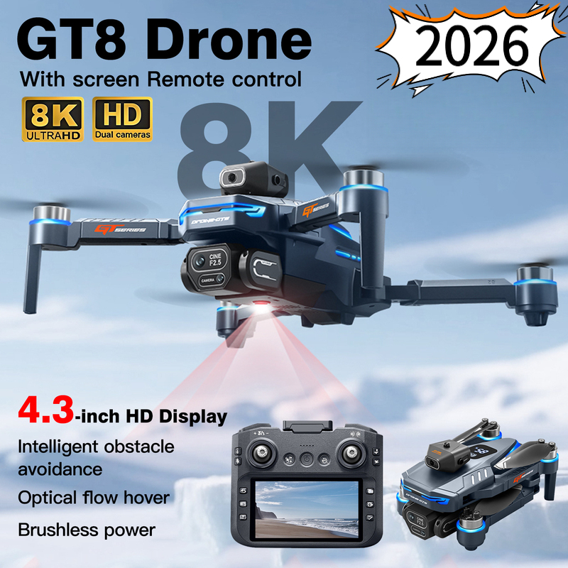 Drone Gt8 Rc - 2026年新型GT8ドローン 8Kプロフェッショナルデュアルカメラ GPS FPV ブラシレスモーター オプティカルフローホバリング
