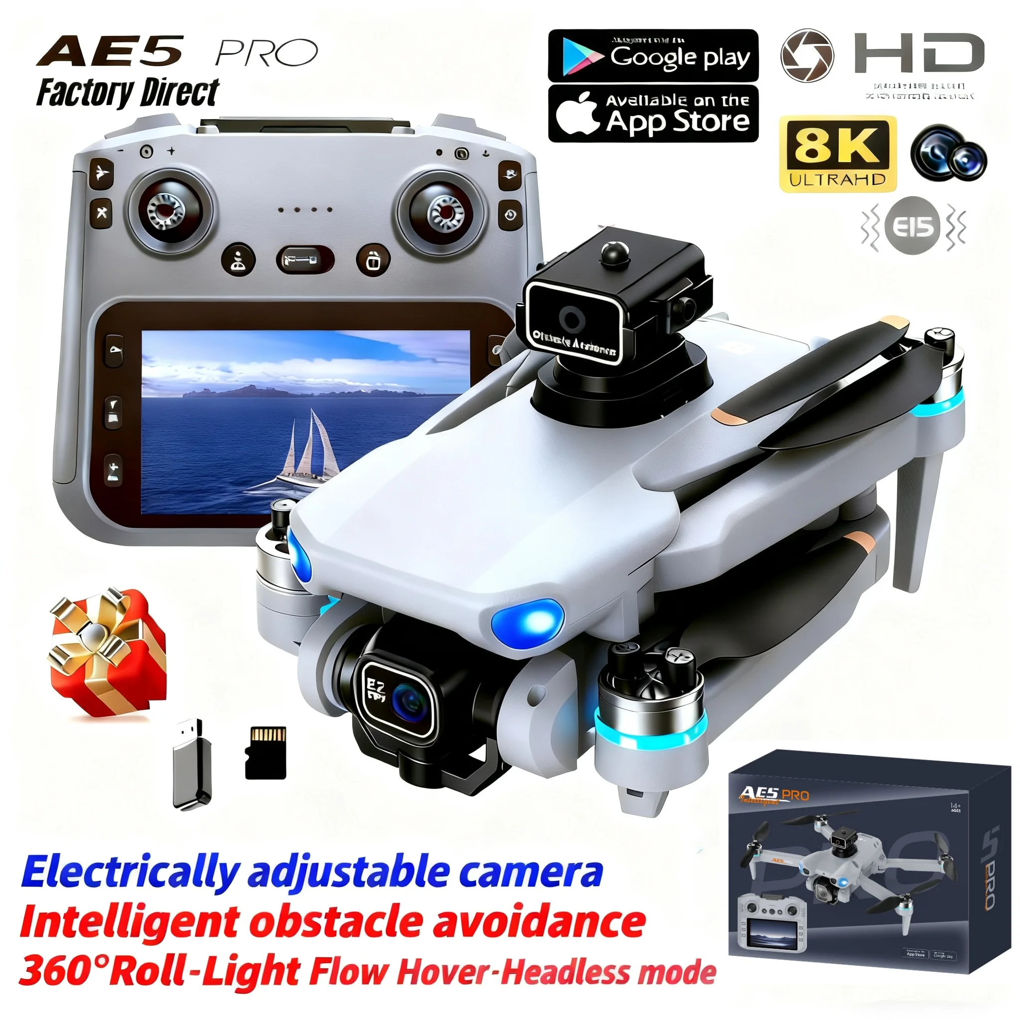 Drone Pro Rc Ufo - AE5 Pro ドローン 8K HD 4.5インチスクリーンコントロール