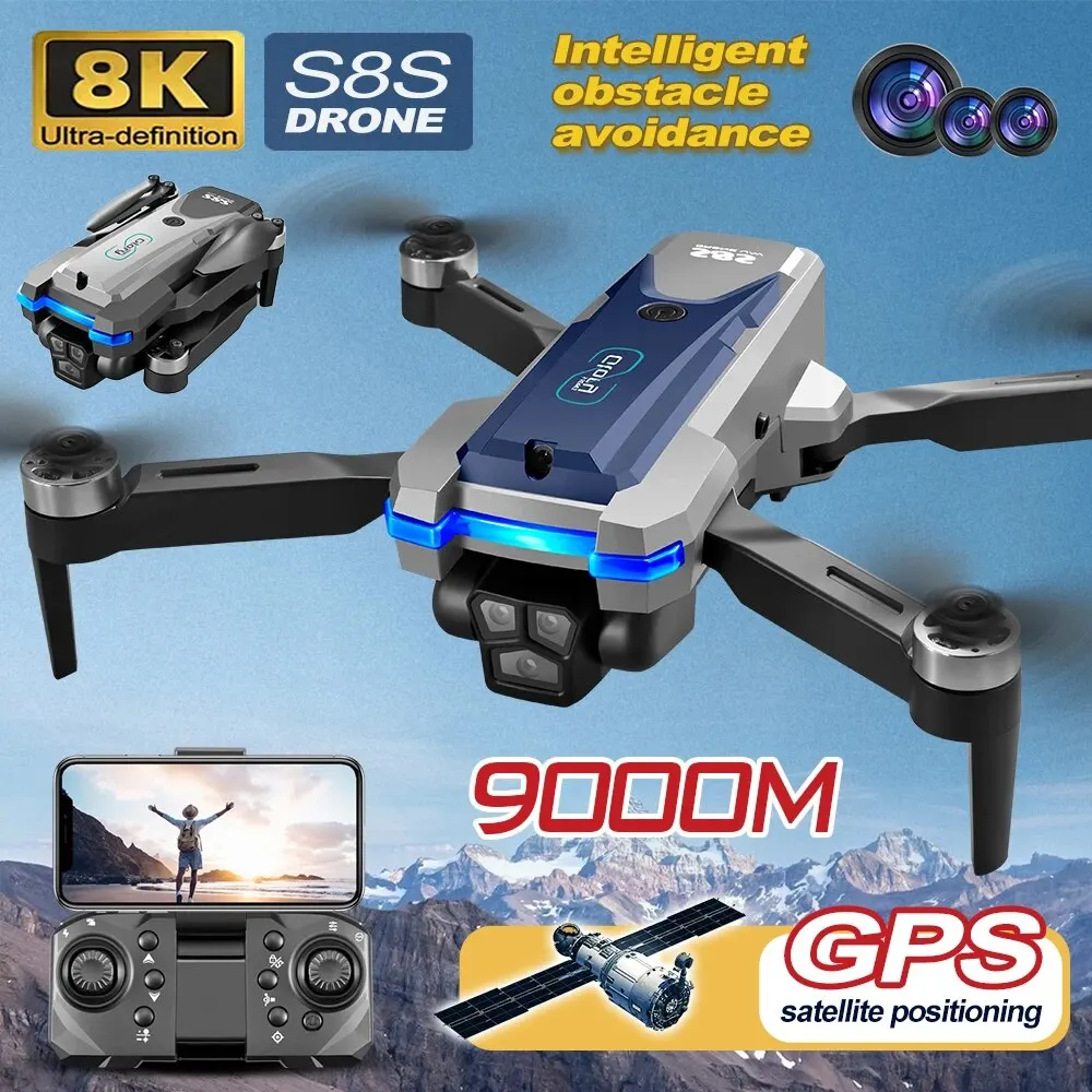 Drone Gps Rc Tt36 - 折りたたみ式リモートコントロールドローンRCS8S GPS,5g wifi,8k hdデュアルESCカメラ,オプティカルフロー,360 ° 障害物回避,ブラシレスモーター,9000m