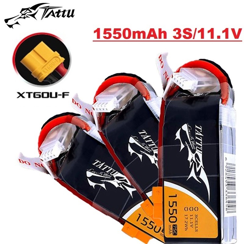 Drone Rc Race - Tattu-ドローン用バッテリー,rcopterリモートコントロールドローン用,fpvレーシング,xt60プラグ,11.1v,ドローン用バッテリー,1550mah,75c,3s