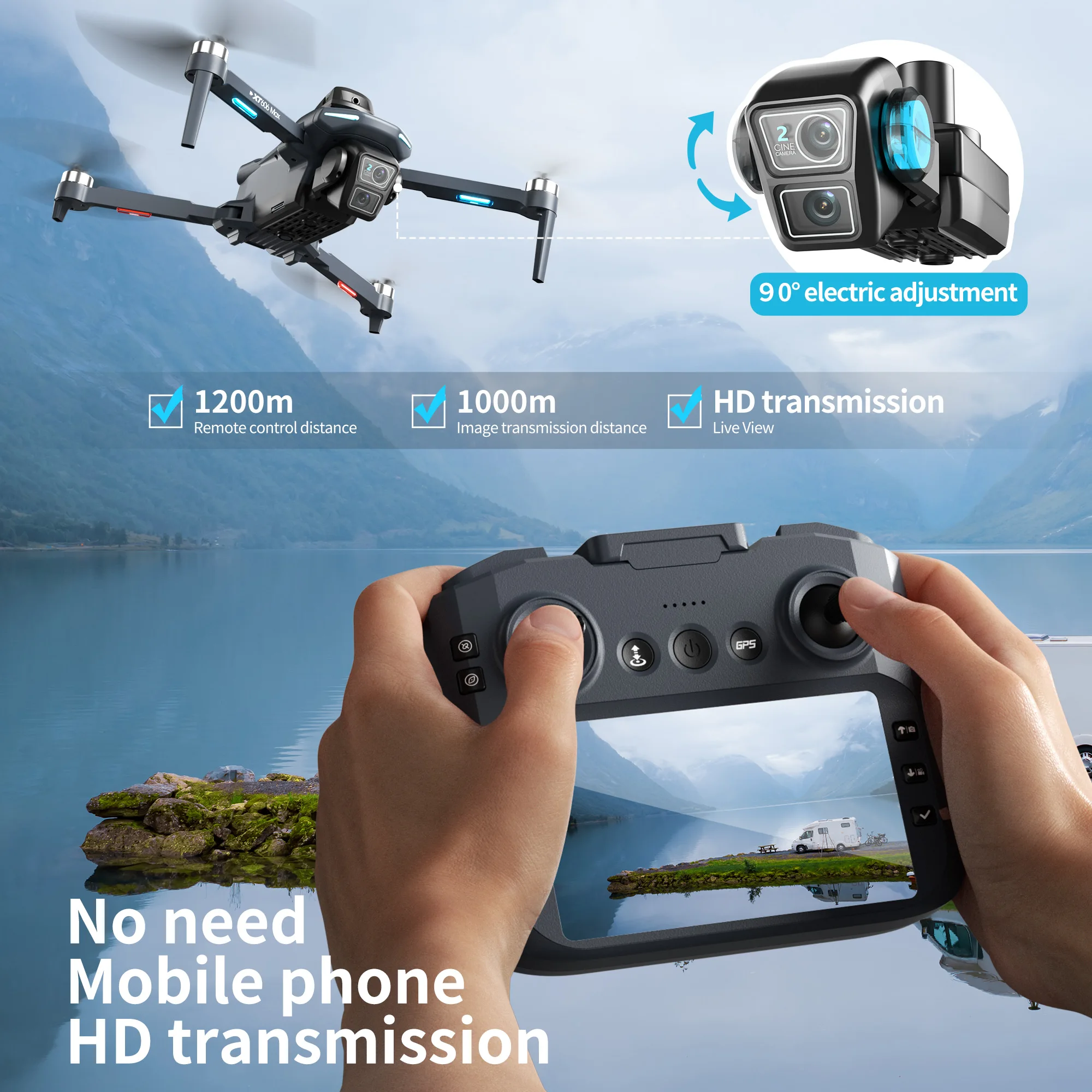 オリジナルXT606ドローン プロフェッショナル 8K HD - Drone Gps Rc Tt36 のレビューと価格
