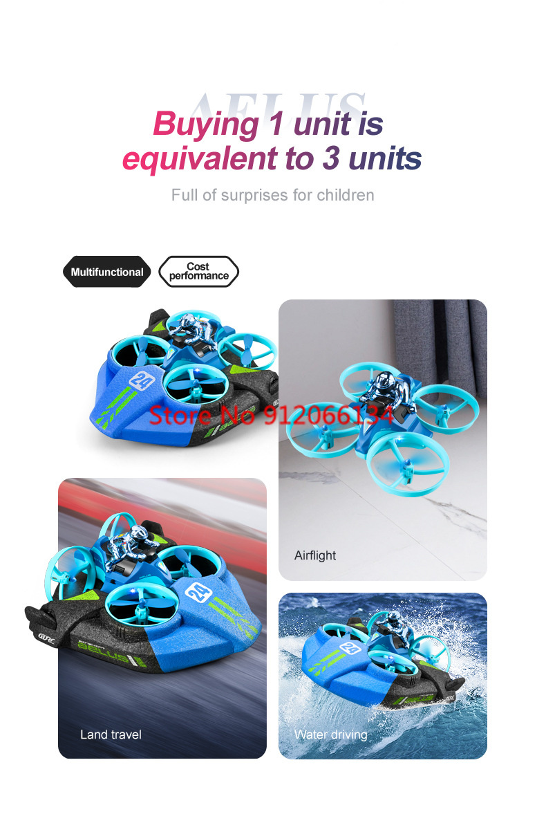 2.4G RC飛行機・車・ボート 3-in-1 四軸RC航空 - Drone Rc Game のレビューと価格