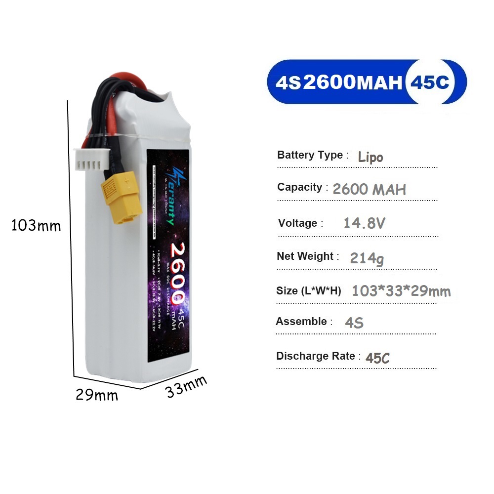 4S リポバッテリー 14.8V 1500mah 1800m - Drone Rc Race のレビューと価格