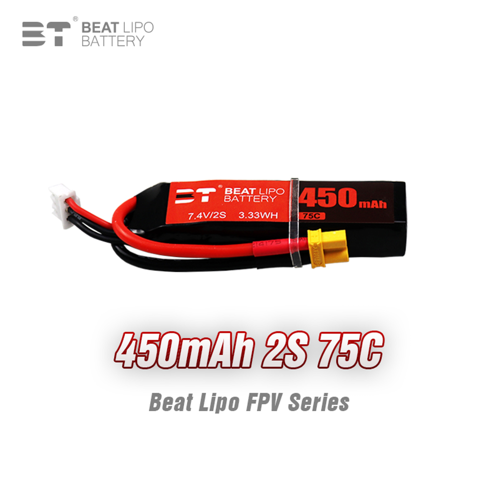 ビート 2S 7.4V 450mAh 75C リポバッテリー - Drone Rc Race のレビューと価格