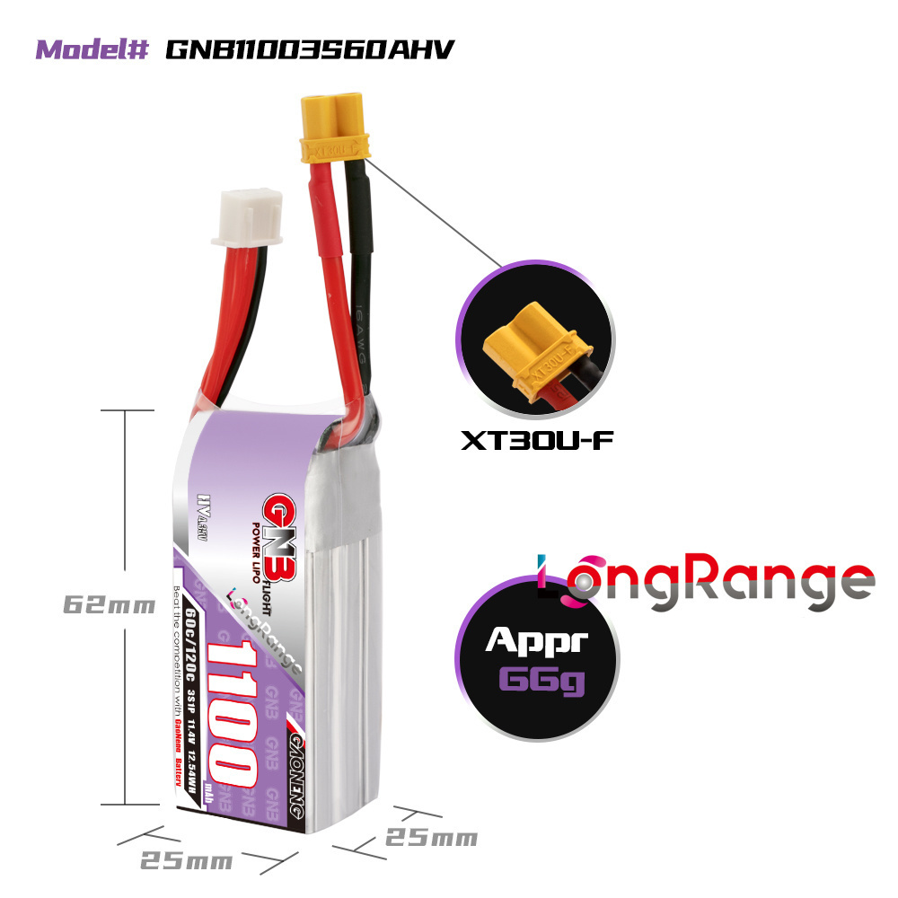 GNB 1100mAh 2S 3S 4S 6S 60C/12 - Drone Rc Race のレビューと価格