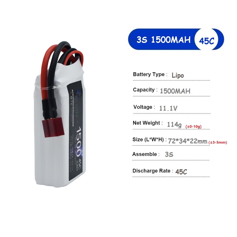 11.1Vリポバッテリー 3S 1500mAh 1800mA - Drone Rc Race のレビューと価格