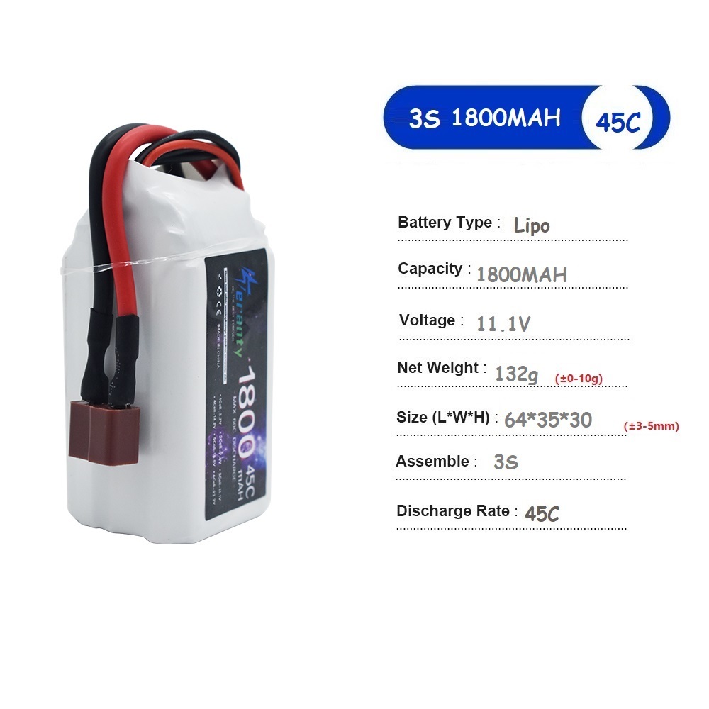 11.1Vリポバッテリー 3S 1500mAh 1800mA - Drone Rc Race のレビューと価格